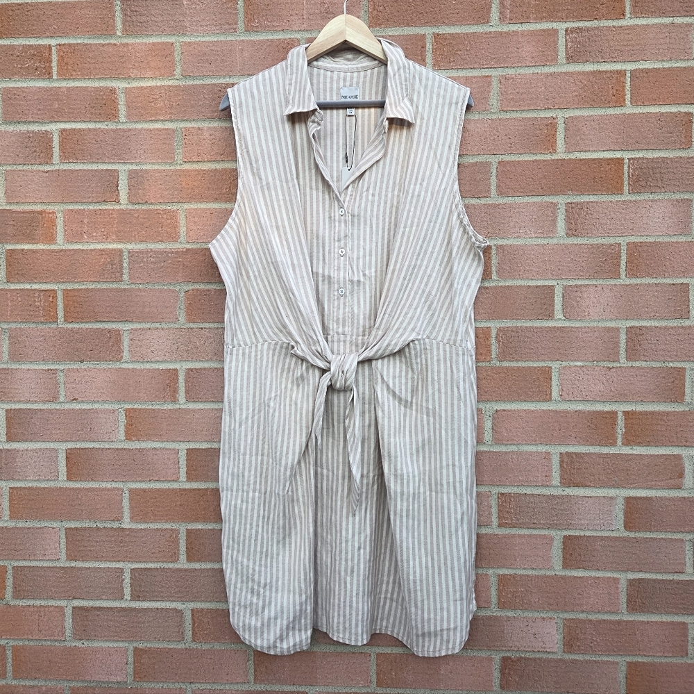 NIC+ZOE Women's Cafe TIE Front Dress Neutral Multi XL - Picture 2 of 5